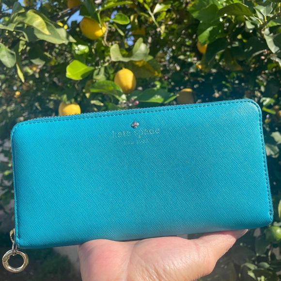 kate spade Handbags - “kate spade” Turquoise Saffiano Leather “Lacey” Wallet, WLRU1689B